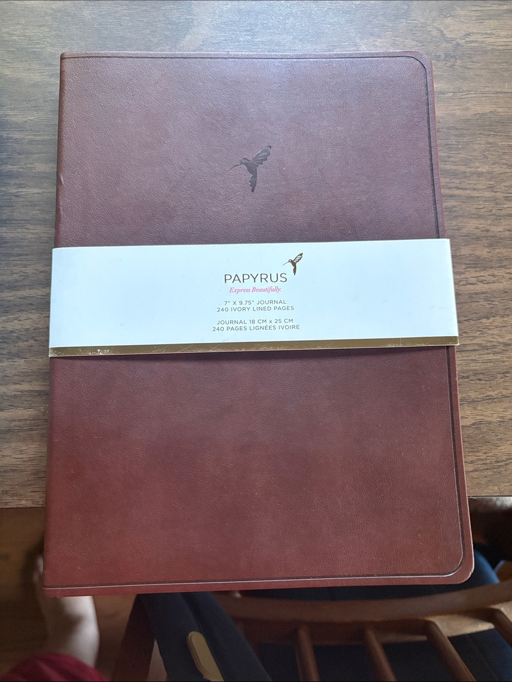 Papyrus Brown  Journal with Embossed Hummingbird Lined